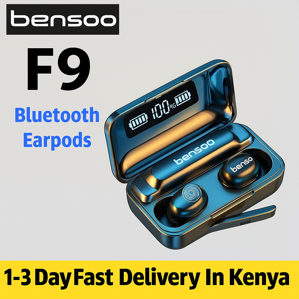 New Arrivals Bensoo F9 TWS Bluetooth Earpods Earphone Headphones Sport Eraphones Wired Eraphones Erapods Sport Earbuds Ear Headset pods Bluetooth Earphones For All Smartphones Mobile phone Table pro