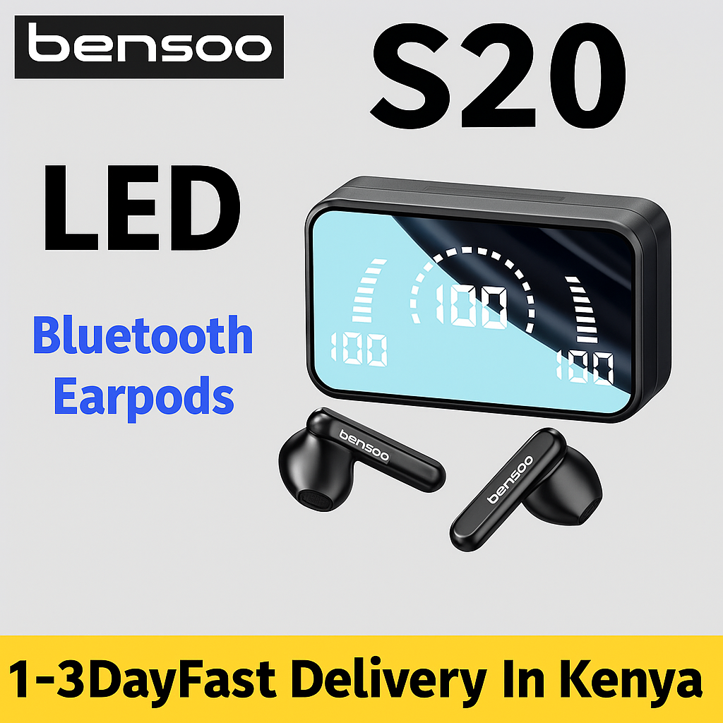 New Arrivals Bensoo S20 TWS Bluetooth Earpods pro Earphone Headphones Sport Eraphones Wired Eraphones Erapods Sport Earbuds Headset pods Bluetooth Earphones For All Smartphone Mobile phones Table Ear