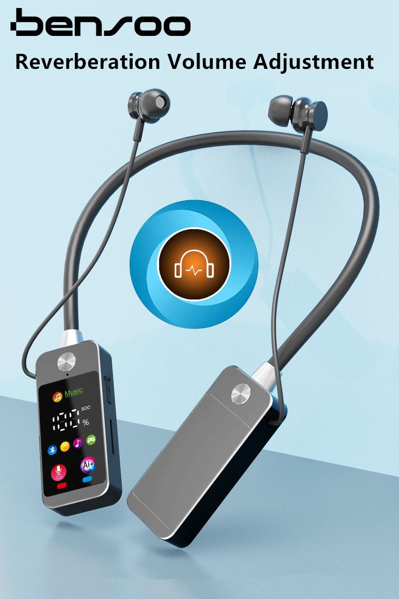 New Arrival Bensoo S11 Neckband Bluetooth Earphones with Screen - Latest Bluetooth 5.4 TF Card Dual Mode Sports Headset - Noise Cancelling Mic K-Song Ear Feedback for All Smartphones in Kenya