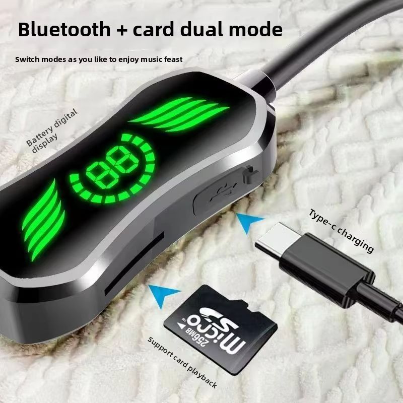 New Arrival Bensoo S1 Neckband Bluetooth Earphones with Screen - Latest Bluetooth 5.4 TF Card Dual Mode Sports Headset - Noise Cancelling Mic K-Song Ear Feedback for All Smartphones in Kenya