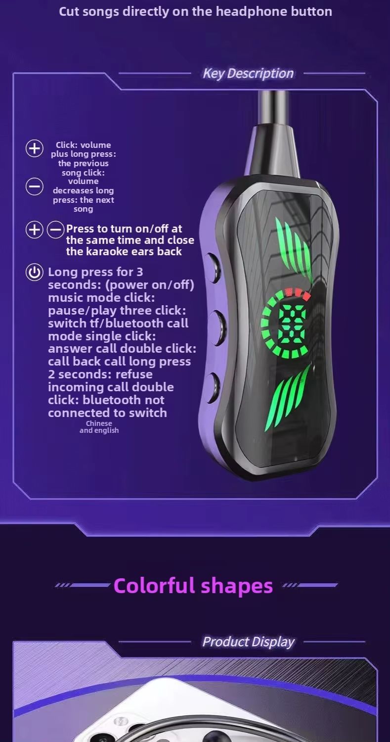 New Arrival Bensoo S1 Neckband Bluetooth Earphones with Screen - Latest Bluetooth 5.4 TF Card Dual Mode Sports Headset - Noise Cancelling Mic K-Song Ear Feedback for All Smartphones in Kenya