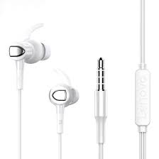 Lenovo QF300 Wired Headphones Earphones Clear Earphones Sound Deep Bass Ergonomic In-Ear Fit Noise Isolation 3.5mm Earplugs Jack Durable Earbuds Comfortable for All Devices