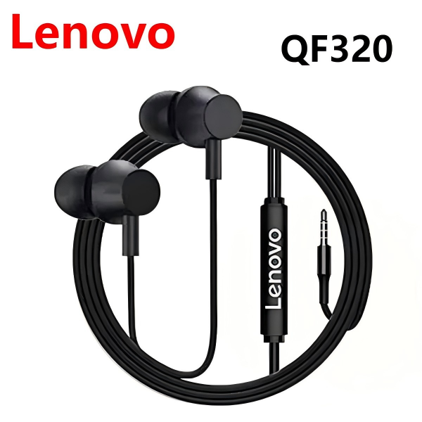 Lenovo QF320 Wired Headphones Earphones High-Fidelity Sound Ergonomic In-Ear Design Earplugs Wired Headphones Earpho Noise-Isolating 3.5mm Earphones Jack Comfortable Earbuds Durable for All Devices