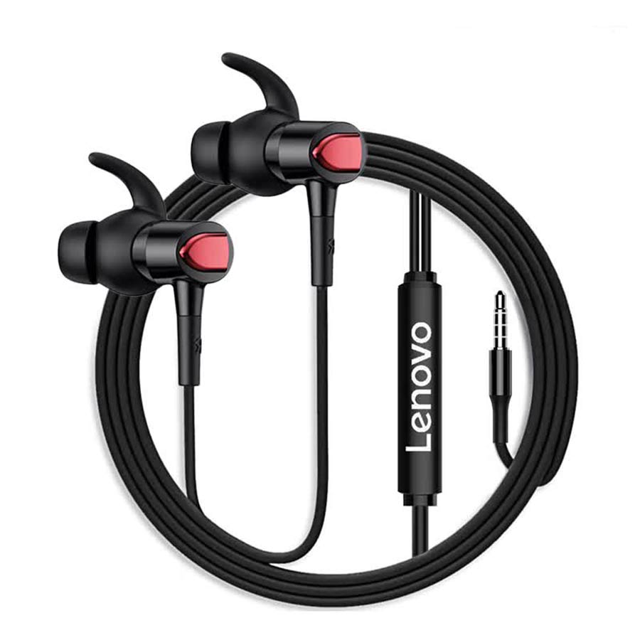 Lenovo QF300 Wired Headphones Earphones Clear Earphones Sound Deep Bass Ergonomic In-Ear Fit Noise Isolation 3.5mm Earplugs Jack Durable Earbuds Comfortable for All Devices