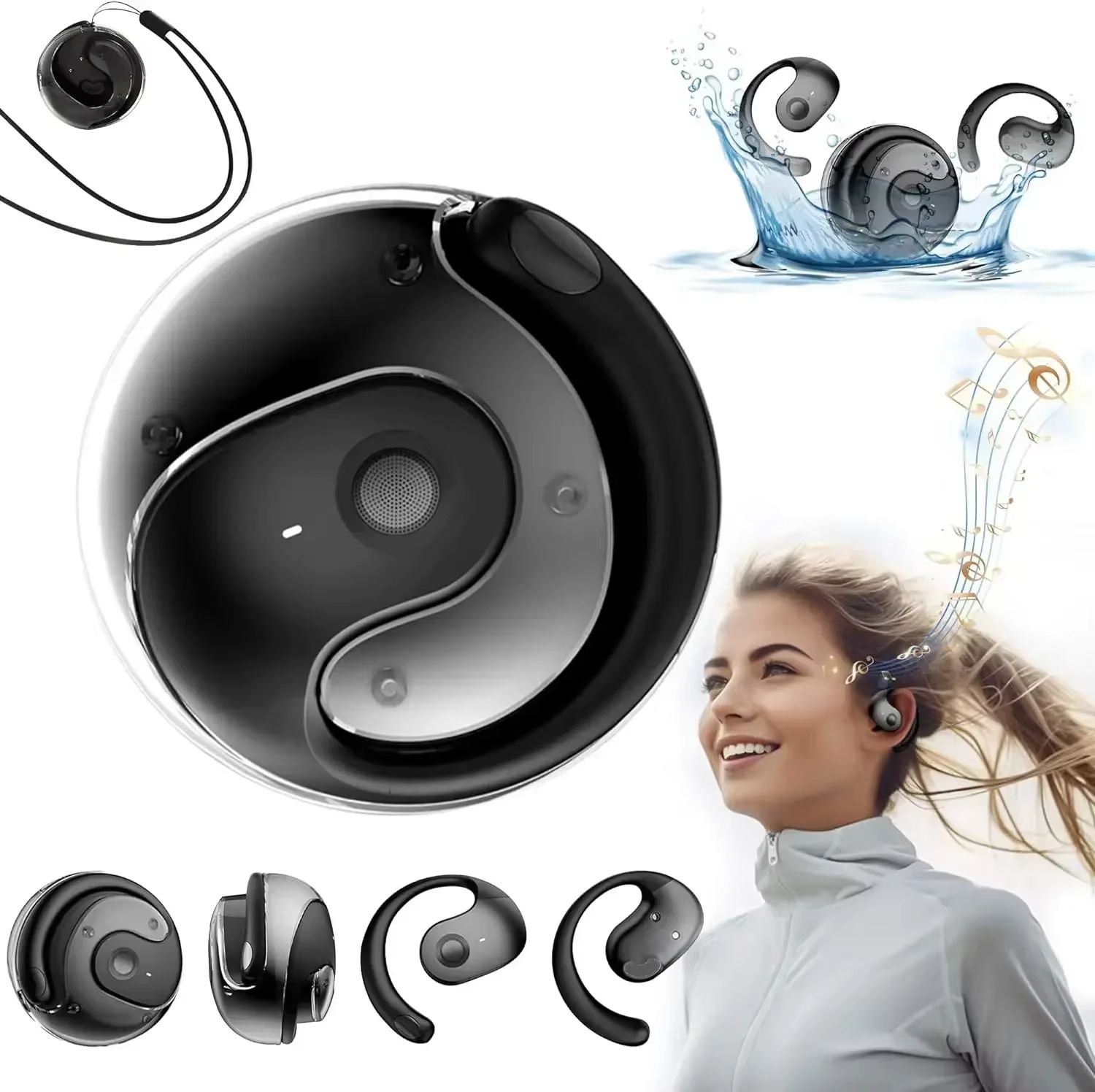 Bensoo Little Coconut Ball Wireless Earphones with Microphone Bluetooth Earphones HiFi Stereo Earphones Smart Touch Sports Waterproof Earphones