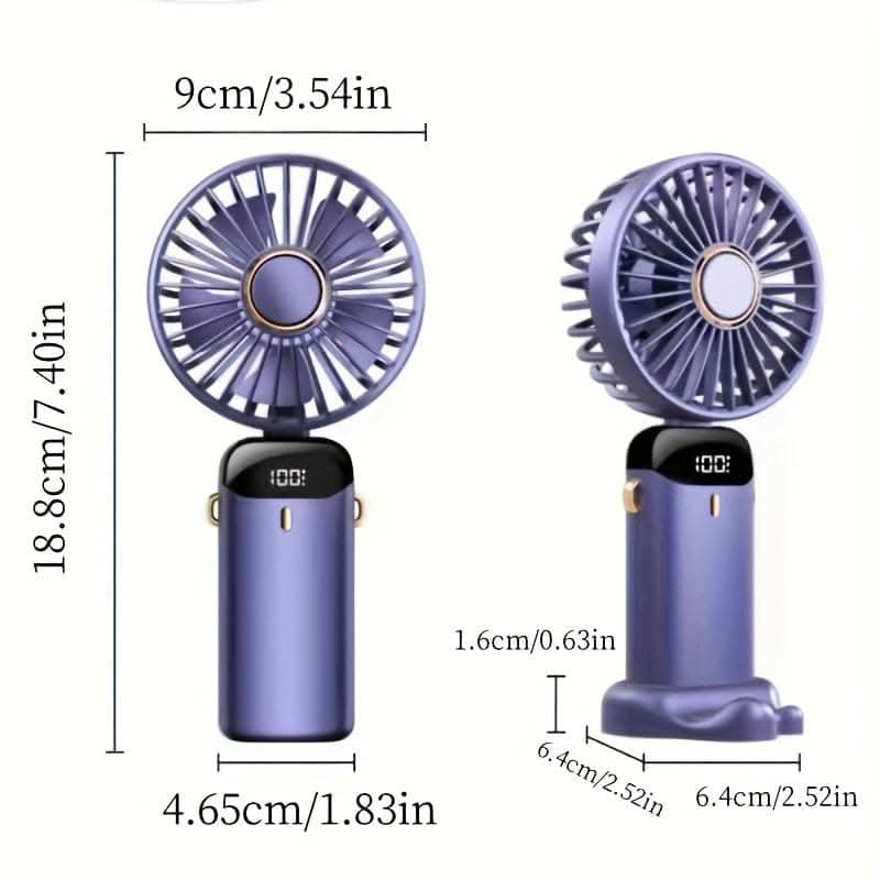 Bensoo N15 Desktop Foldable Real time LED display Small Fan Portable USB Rechargeable Mini Cooling Fan Adjustable Height Quiet Table Fan for Home Office Travel
