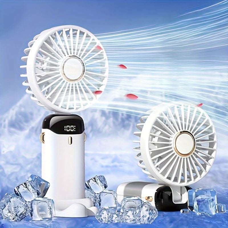 Bensoo N15 Desktop Foldable Real time LED display Small Fan Portable USB Rechargeable Mini Cooling Fan Adjustable Height Quiet Table Fan for Home Office Travel