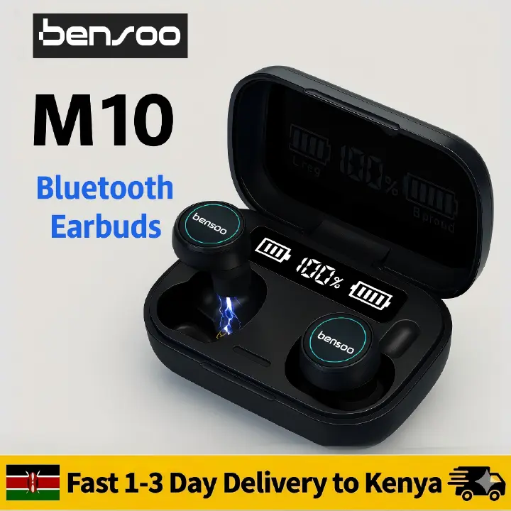 New Arrivals Bensoo M10 TWS Bluetooth Earpods Earphone pro Headphones Sport Eraphones Wired Eraphones Erapods Sport Earbuds Headset pods Bluetooth Earphones For All Smartphone Mobile phones Table Ear