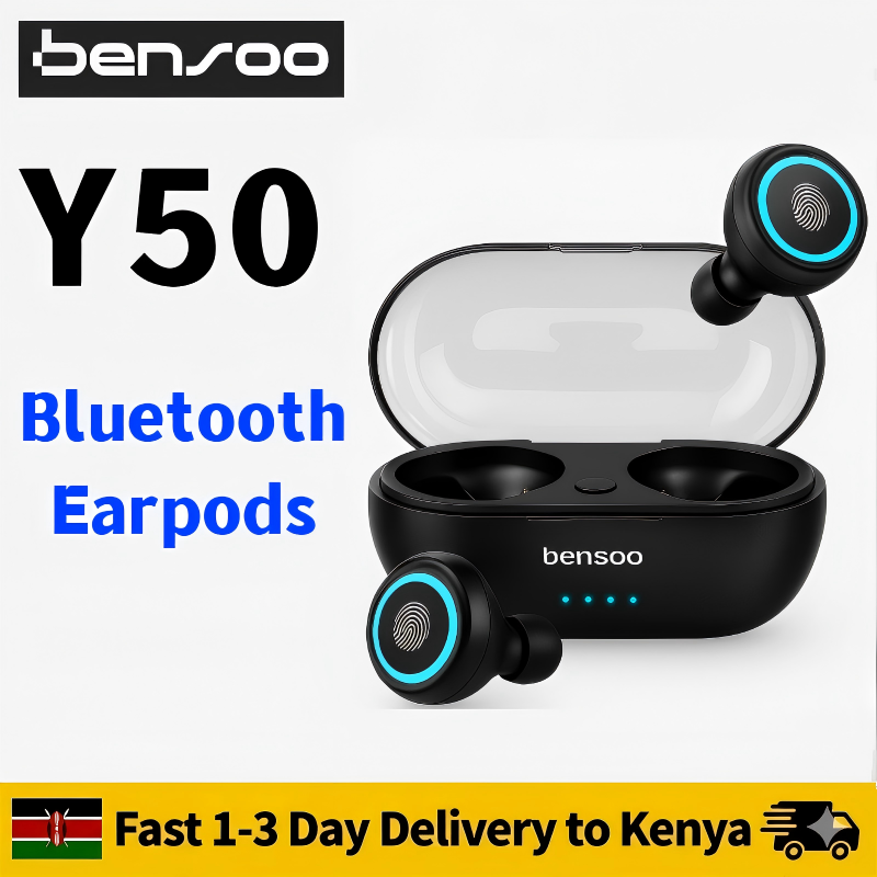 New Arrivals Bensoo Y50 TWS Bluetooth Earpods pro Earphone Headphones Sport Eraphones Wired Eraphones Erapods Sport Earbuds Headset pods Bluetooth Earphones For All Smartphone Mobile phones Table Ear