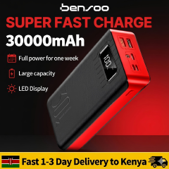 Bensoo 30000mAh Power Banks – High Capacity Portable Charger with LED Display and Fast Charging TypeC Micro USB for All Phone Tabletsl Mobile Phones smartphone Power Bank