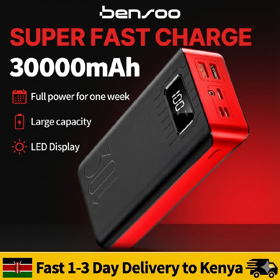 Bensoo 30000mAh Power Banks – High Capacity Portable Charger with LED Display and Fast Charging TypeC Micro USB for All Phone Tabletsl Mobile Phones smartphone Power Bank
