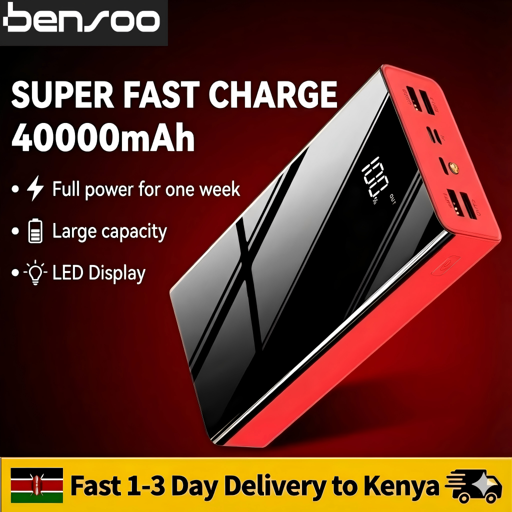 Bensoo 40000mAh Power Banks – High Capacity Portable Charger with LED Display and Fast Charging TypeC Micro USB for All Phone Tabletsl Mobile Phones  Smartphone Power Bank