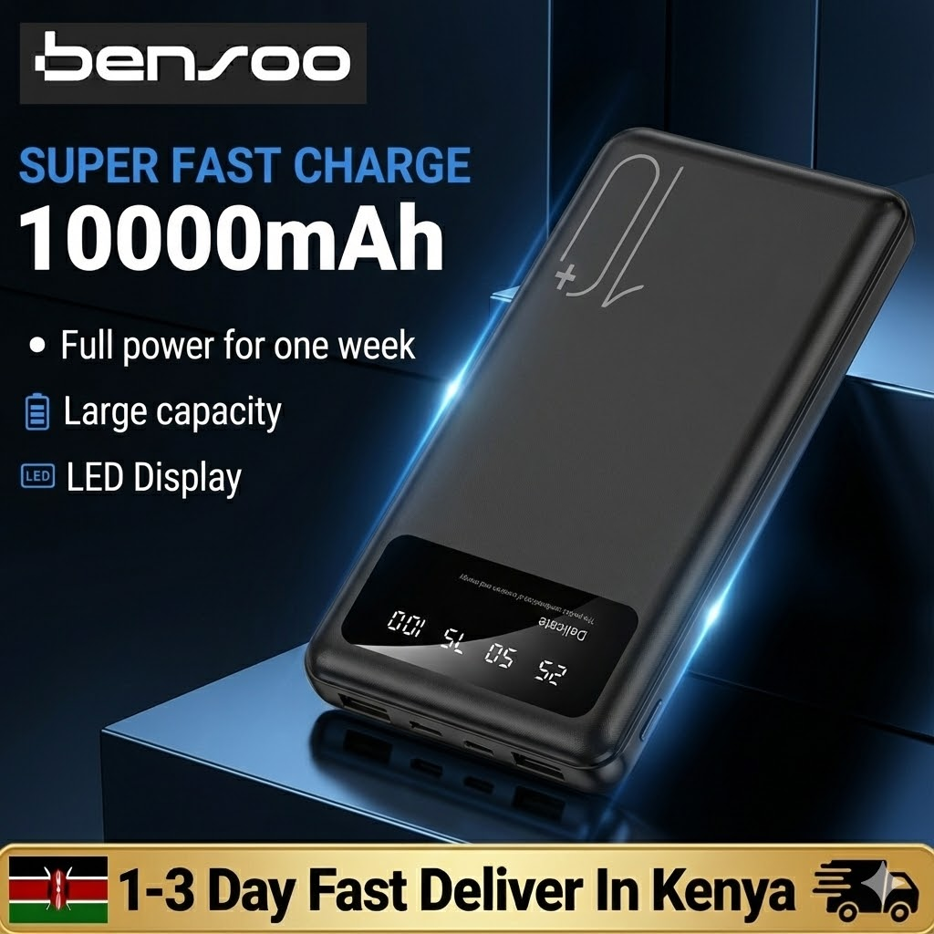 Bensoo 10000mAh Power Banks – High Capacity Portable Charger with LED Display and Fast Charging TypeC Micro USB for All Phone Tabletsl Mobile Phones smartphone Powerbank