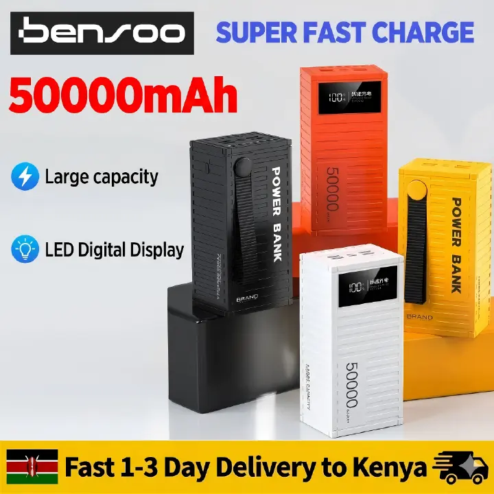 Bensoo 50000mAh Power Banks – High Capacity Portable Charger with LED Display and Fast Charging TypeC Micro USB for All Phone Tabletsl Mobile Phones Power Banks smartphone Power Bank