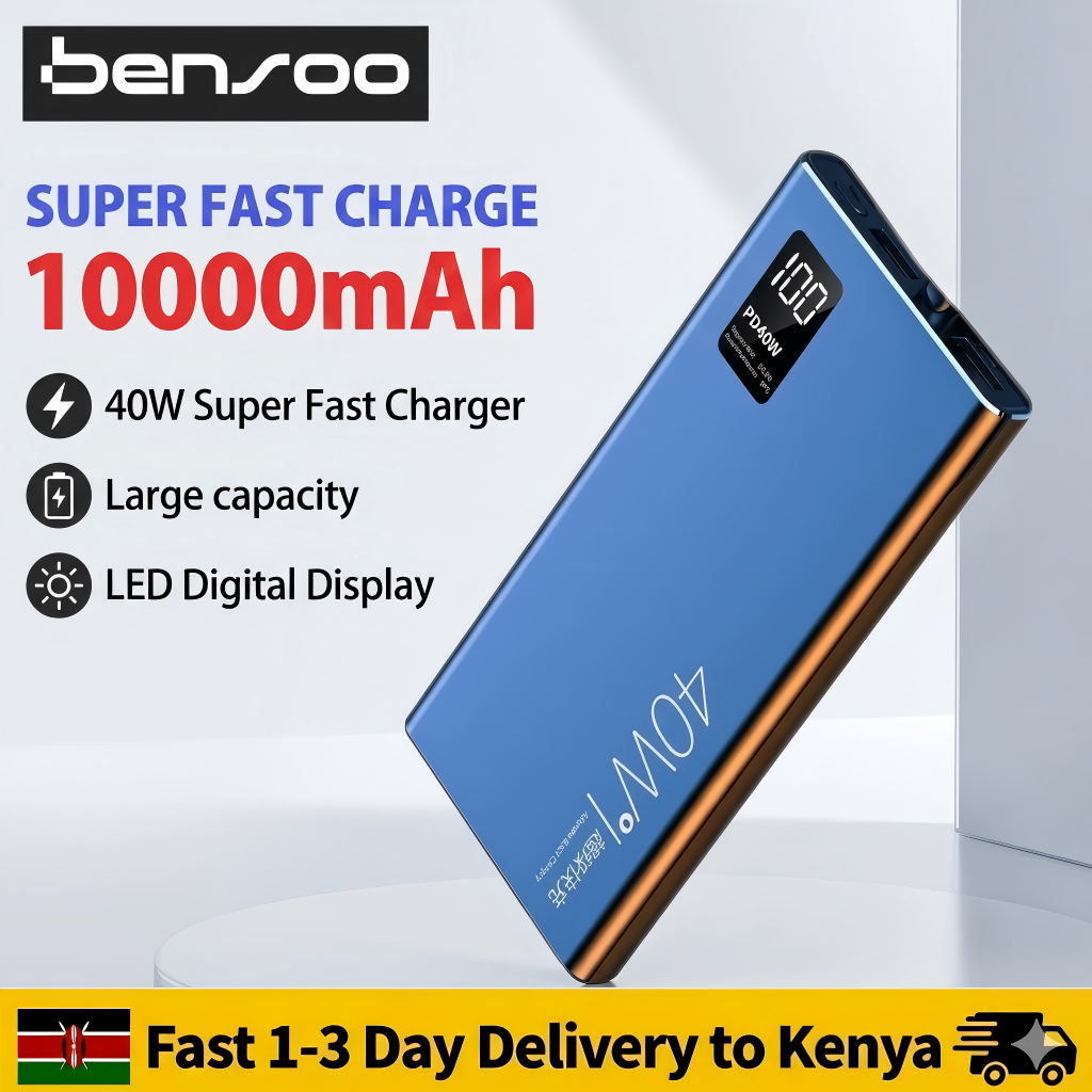Bensoo 10000mAh Power Bank - 40W Super Fast Charging Portable Charger with Dual USB Output & PD 18W Input (Type-C/Micro USB) Powerbank  for iPhone Samsung Huawei Tecno Tablet Smartphone