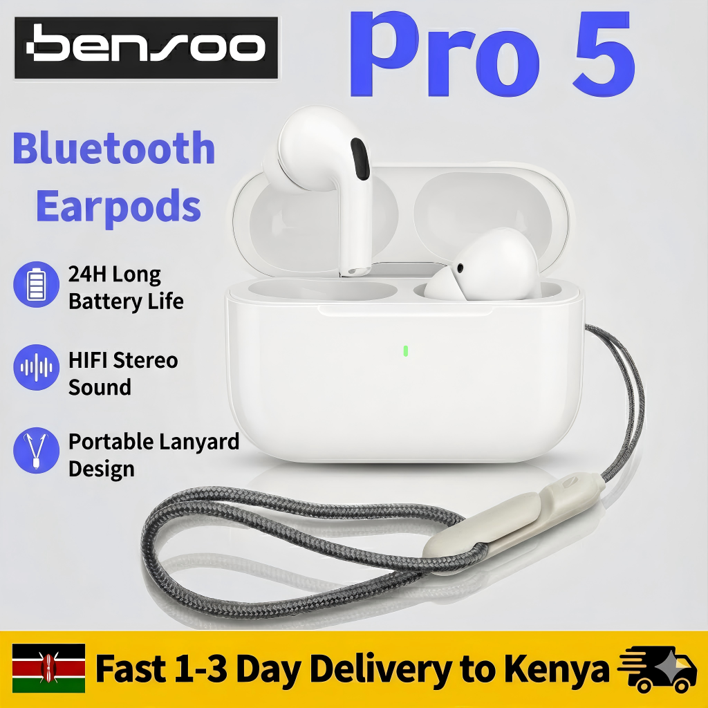 New Arrivals Bensoo Air Pro5 TWS Bluetooth Earpods Earphone Headphones Sport Eraphones Wired Eraphones Erapods Pro 5 Earbuds Headset pods Bluetooth Earphones For All Smartphones Mobile phone