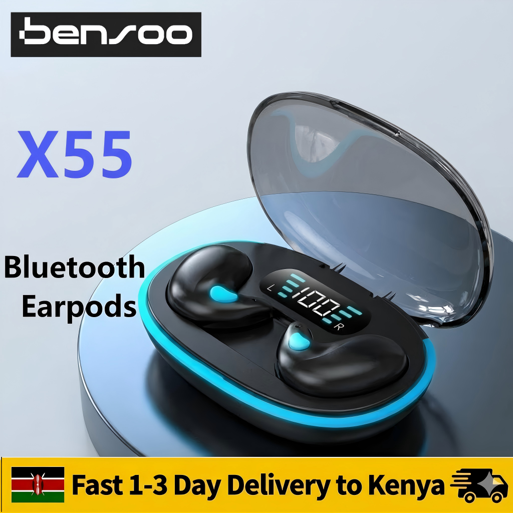 Bensoo X55 TWS Bluetooth Earpods Headphones Sport Eraphones Wired Eraphones Erapods pro Earbuds Headset In-Ear pods Bluetooth Earphones For All Smartphone Mobile phones Table Earphones