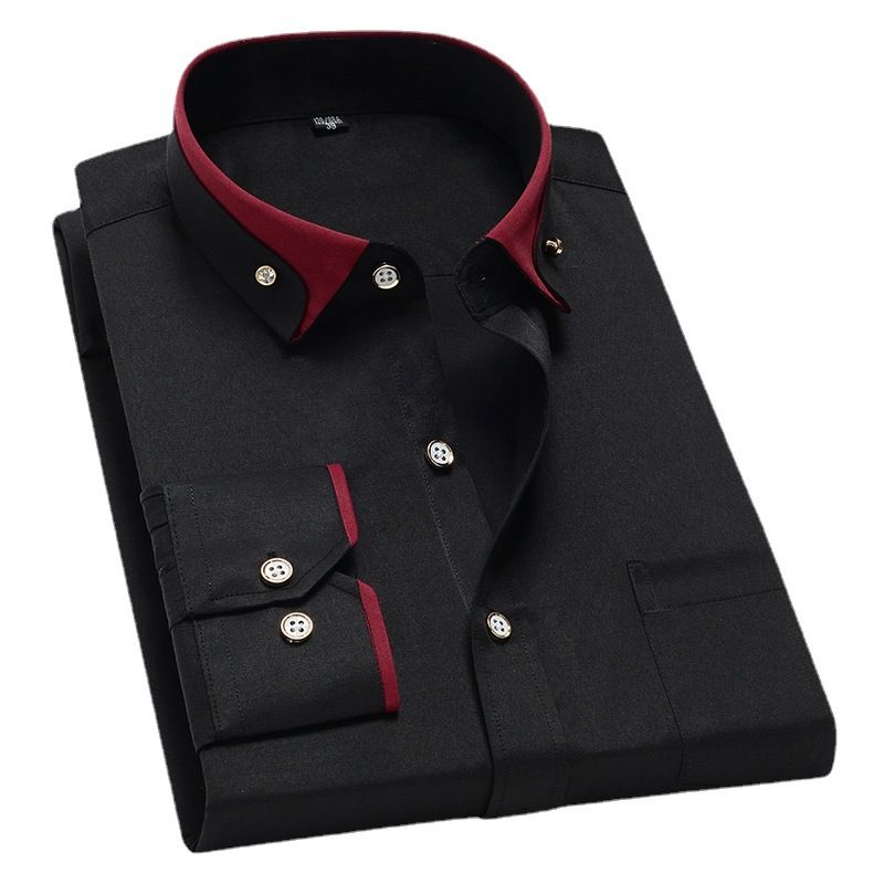 Men's Long-sleeved Dress Shirt Men's No-iron Stretch Business Casual Long Sleeve Shirt