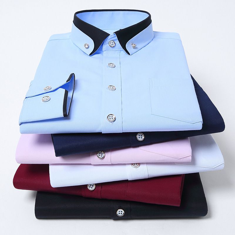 Men's Long-sleeved Dress Shirt Men's No-iron Stretch Business Casual Long Sleeve Shirt
