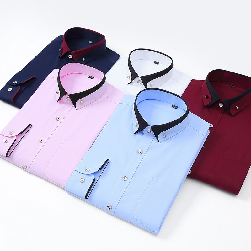 Men's Long-sleeved Dress Shirt Men's No-iron Stretch Business Casual Long Sleeve Shirt