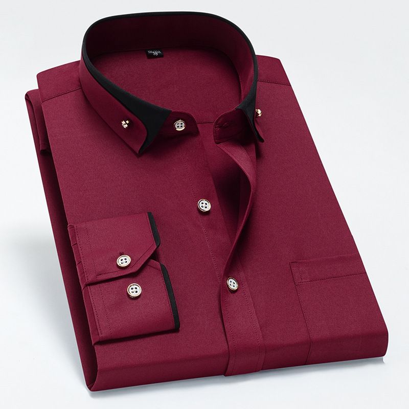 Men's Long-sleeved Dress Shirt Men's No-iron Stretch Business Casual Long Sleeve Shirt