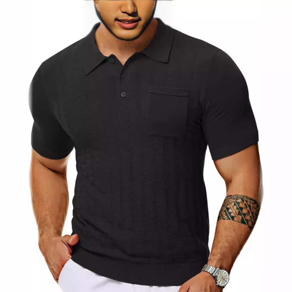 Designer Quality Mens Knitted Polo Shirt Short Sleeve Knit Texture Shirt Men Knitting Golf T Shirts for Man Business Sport  T-Shirts