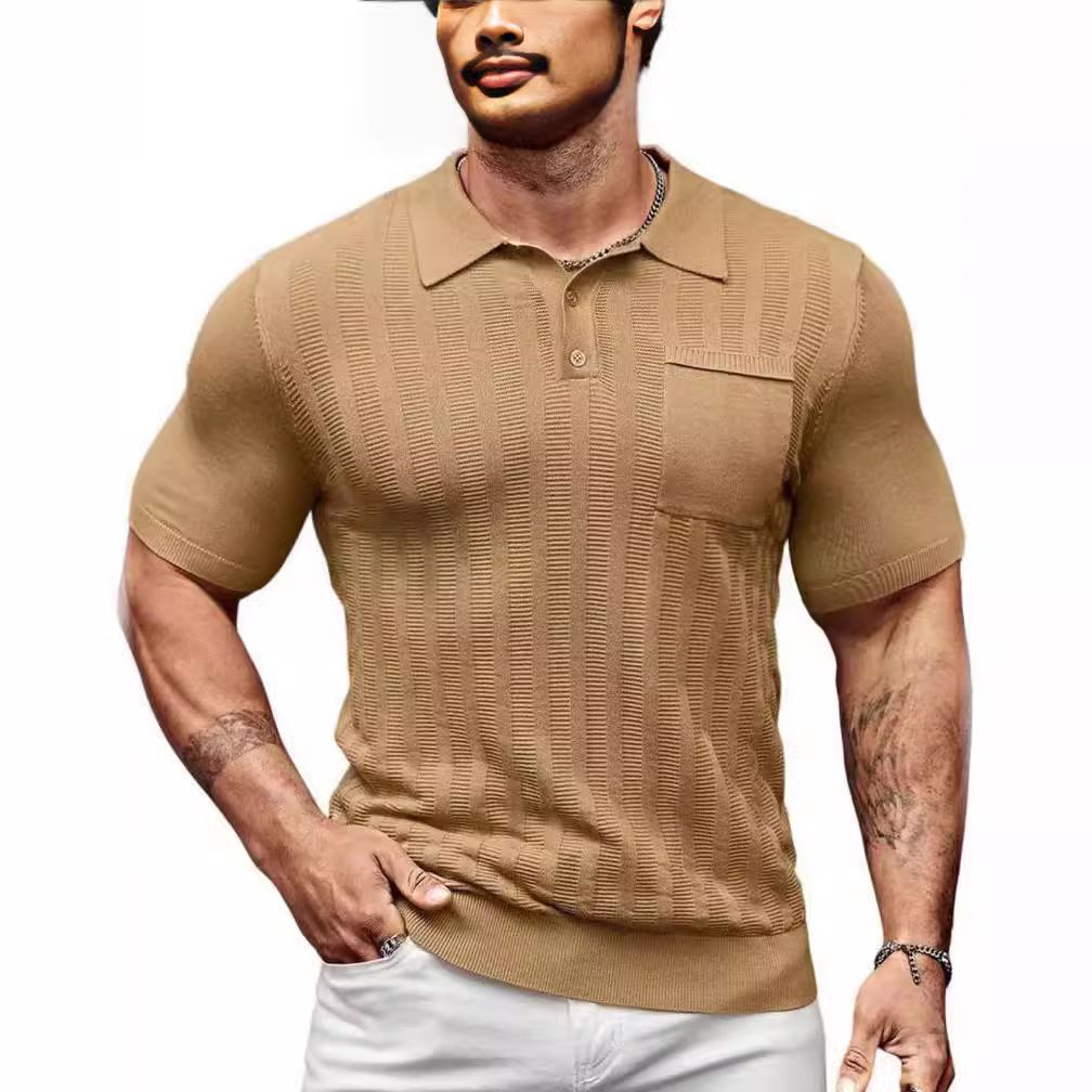 Designer Quality Mens Knitted Polo Shirt Short Sleeve Knit Texture Shirt Men Knitting Golf T Shirts for Man Business Sport  T-Shirts