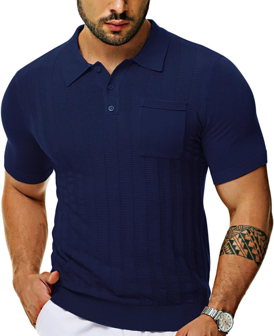 Designer Quality Mens Knitted Polo Shirt Short Sleeve Knit Texture Shirt Men Knitting Golf T Shirts for Man Business Sport  T-Shirts