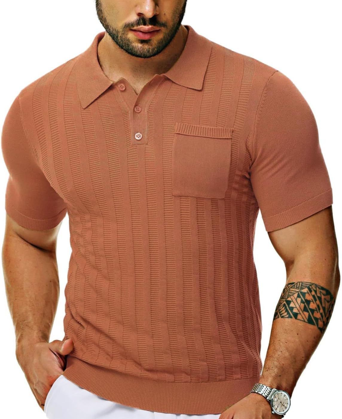 Designer Quality Mens Knitted Polo Shirt Short Sleeve Knit Texture Shirt Men Knitting Golf T Shirts for Man Business Sport  T-Shirts