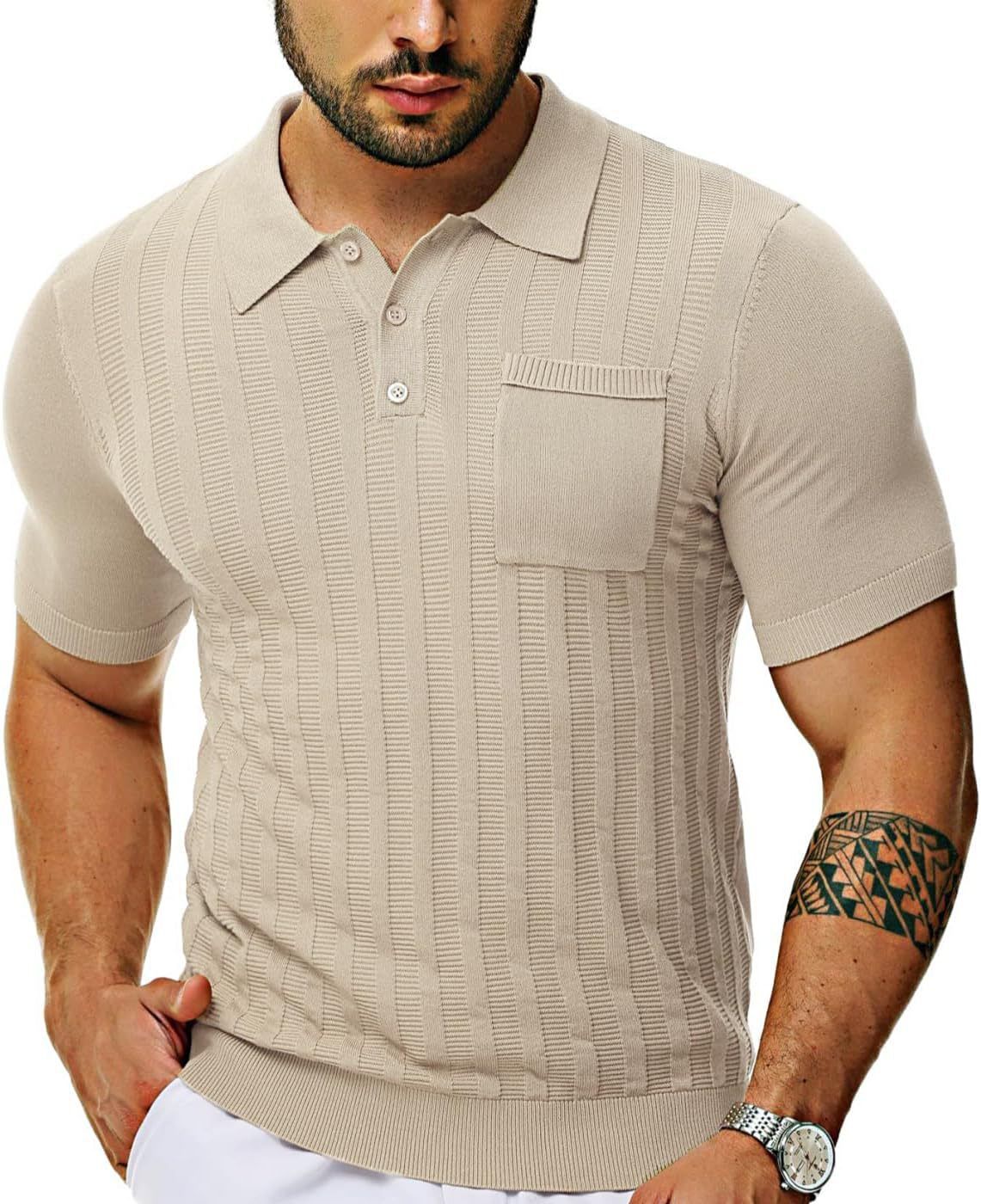 Designer Quality Mens Knitted Polo Shirt Short Sleeve Knit Texture Shirt Men Knitting Golf T Shirts for Man Business Sport  T-Shirts
