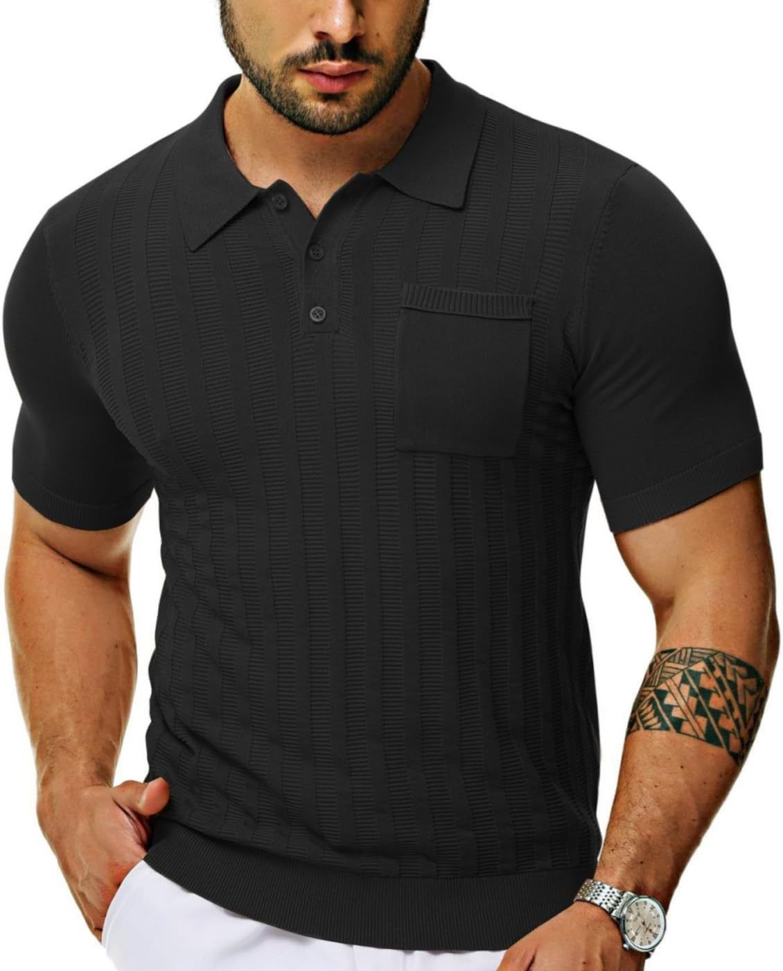 Designer Quality Mens Knitted Polo Shirt Short Sleeve Knit Texture Shirt Men Knitting Golf T Shirts for Man Business Sport  T-Shirts