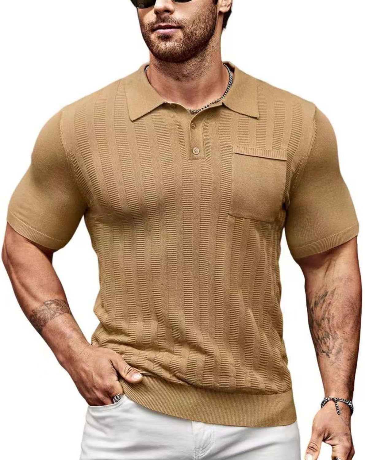 Designer Quality Mens Knitted Polo Shirt Short Sleeve Knit Texture Shirt Men Knitting Golf T Shirts for Man Business Sport  T-Shirts