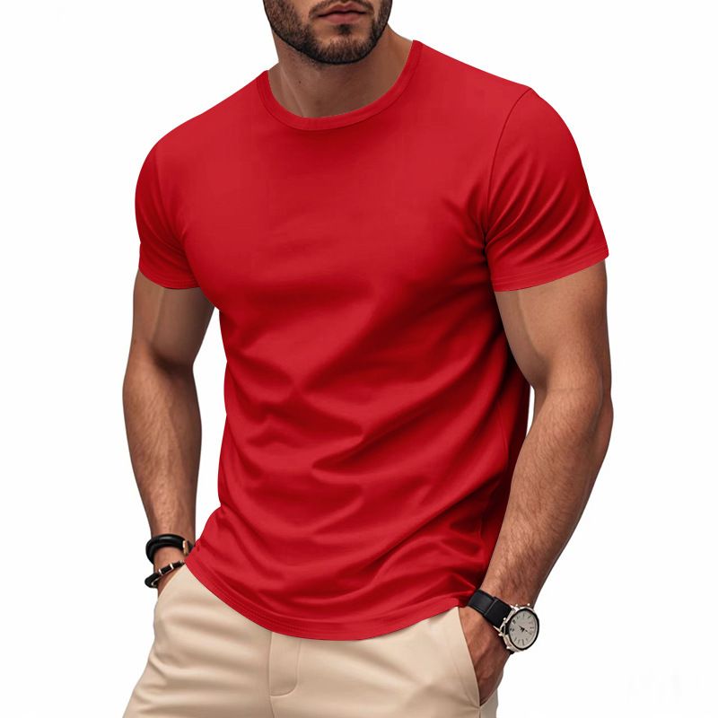 Men Athleisure Lifestyle Fitness T Shirt Mens Sport Clothing Workouts Round Bottom T Shirt