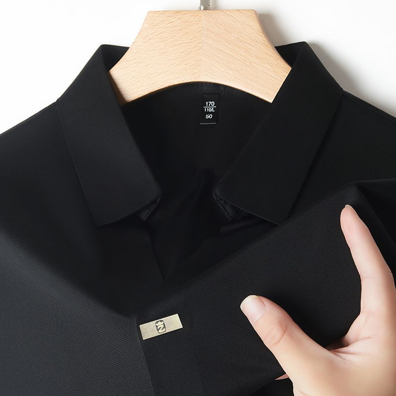 Mens Short Sleeves Golf T-Shirt Nylon Jacquard Fabric Plus Size Summer Men Polo  T-Shirts