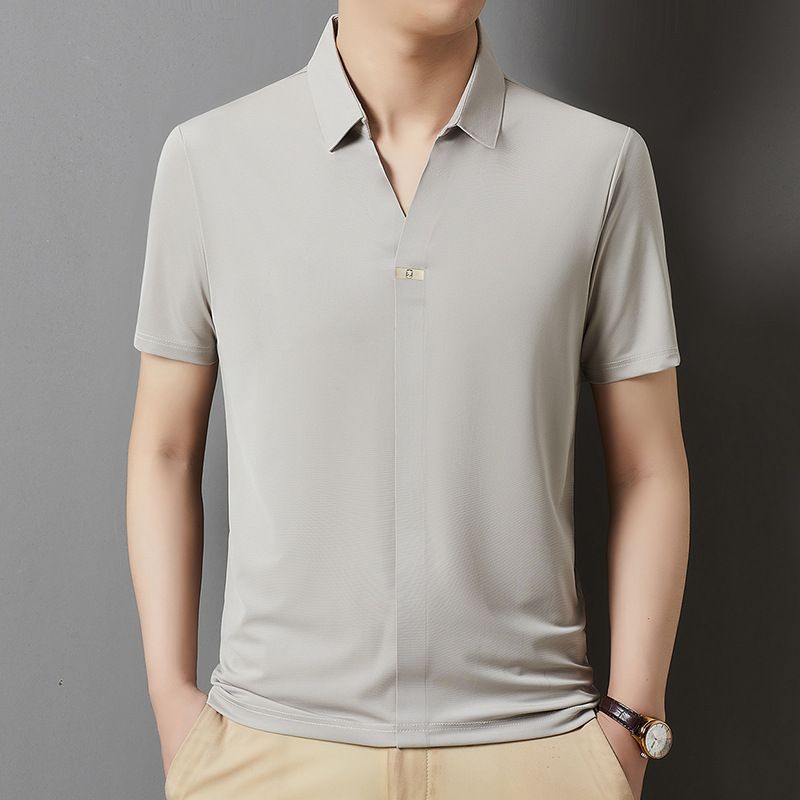 Mens Short Sleeves Golf T-Shirt Nylon Jacquard Fabric Plus Size Summer Men Polo  T-Shirts