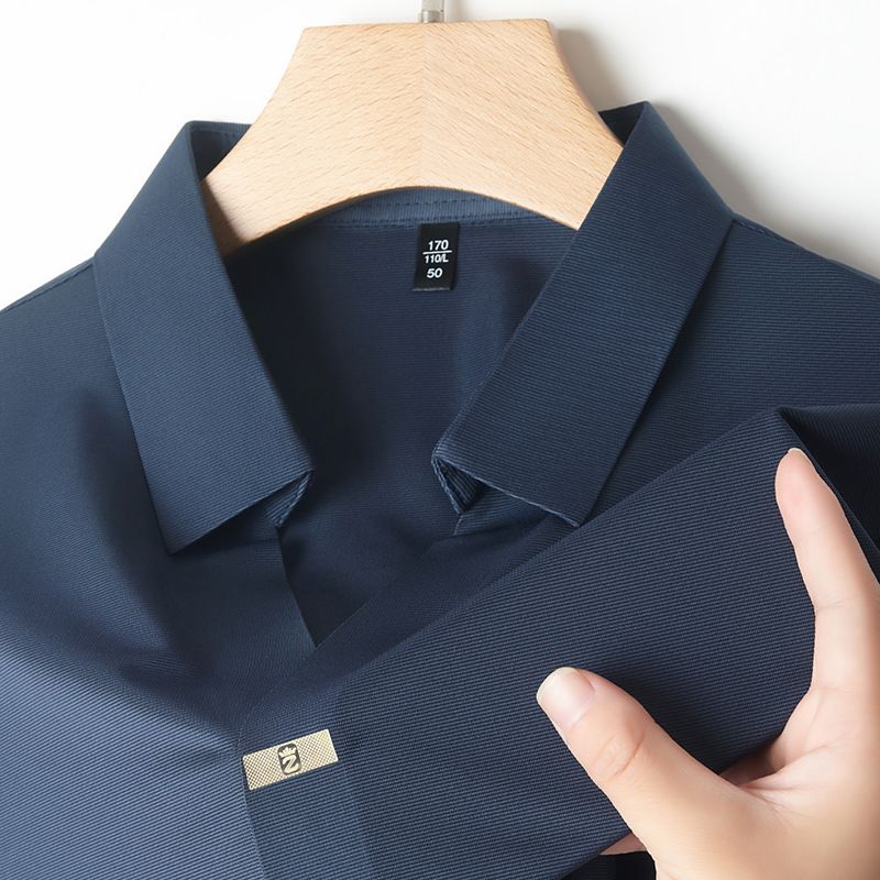 Mens Short Sleeves Golf T-Shirt Nylon Jacquard Fabric Plus Size Summer Men Polo  T-Shirts