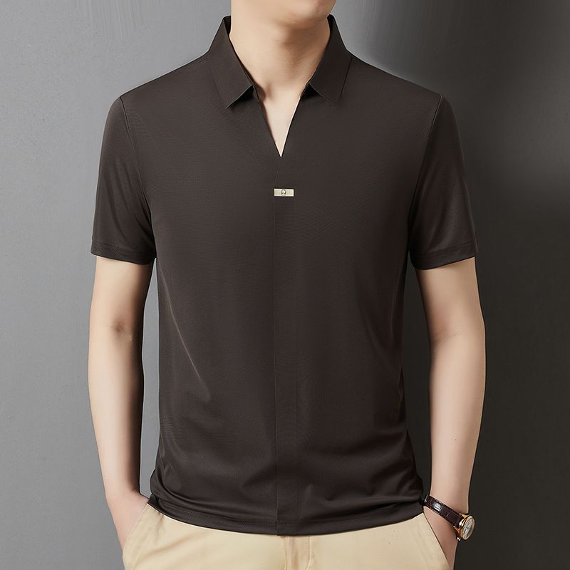 Mens Short Sleeves Golf T-Shirt Nylon Jacquard Fabric Plus Size Summer Men Polo  T-Shirts