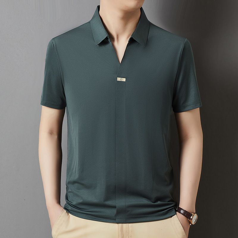 Mens Short Sleeves Golf T-Shirt Nylon Jacquard Fabric Plus Size Summer Men Polo  T-Shirts