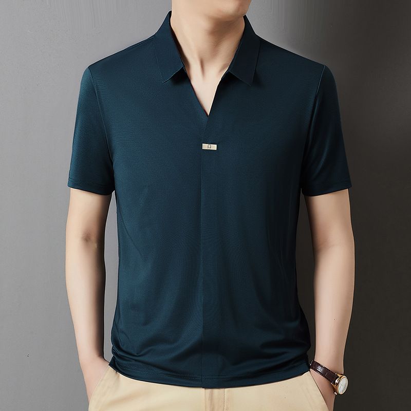 Mens Short Sleeves Golf T-Shirt Nylon Jacquard Fabric Plus Size Summer Men Polo  T-Shirts