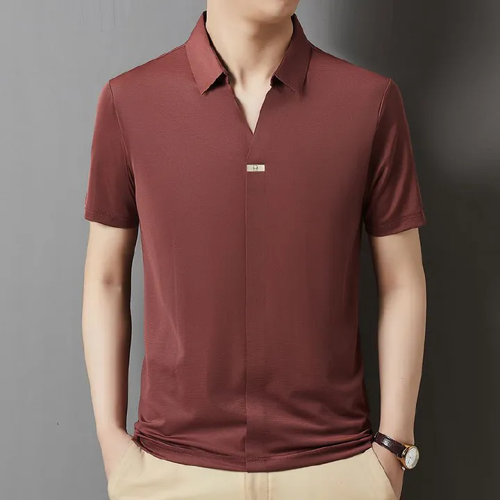 Mens Short Sleeves Golf T-Shirt Nylon Jacquard Fabric Plus Size Summer Men Polo  T-Shirts