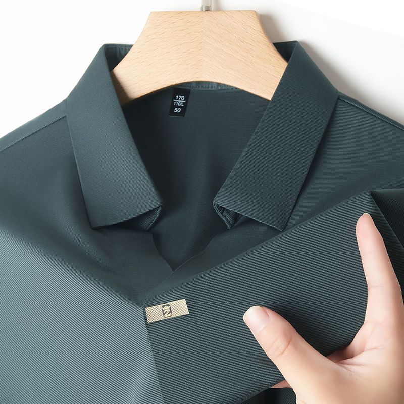 Mens Short Sleeves Golf T-Shirt Nylon Jacquard Fabric Plus Size Summer Men Polo  T-Shirts