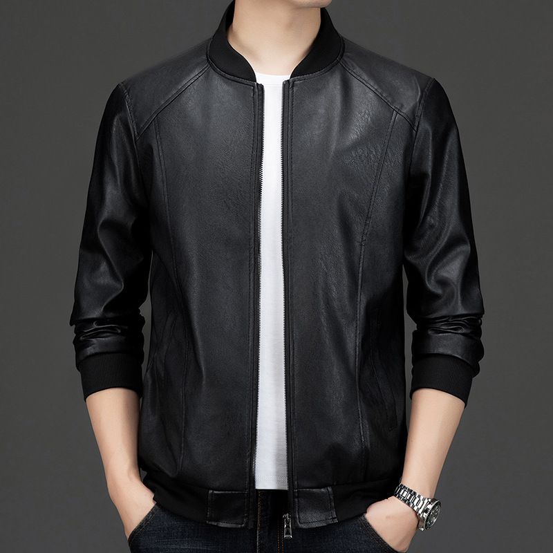 Factory Price Outdoor Streetwear Winter Fashion Casual Black Mens Motorcycle Leather Jacket Coats