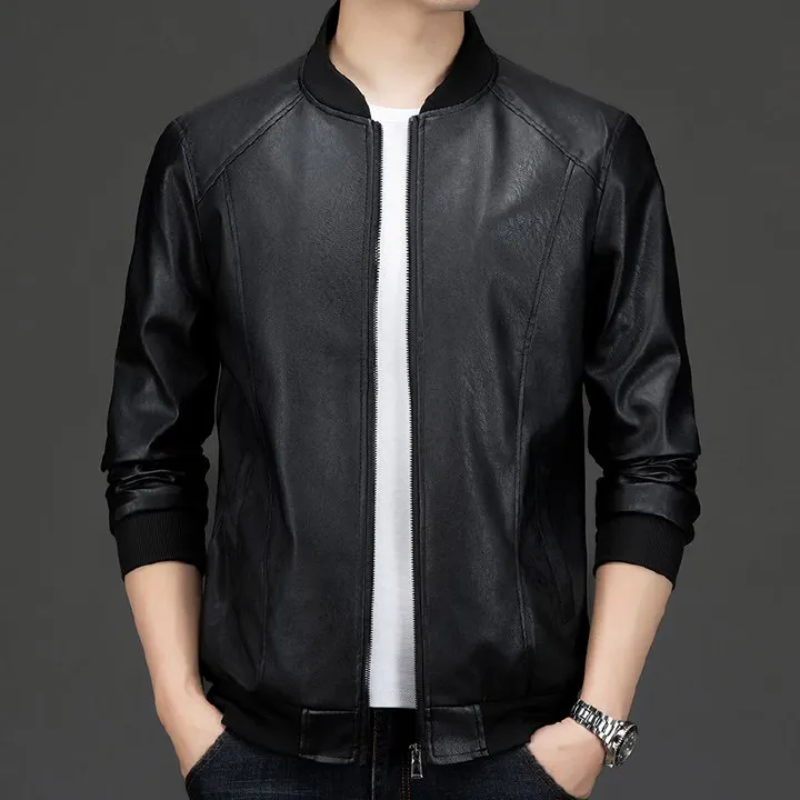 Factory Price Outdoor Streetwear Winter Fashion Casual Black Mens Motorcycle Leather Jacket Coats