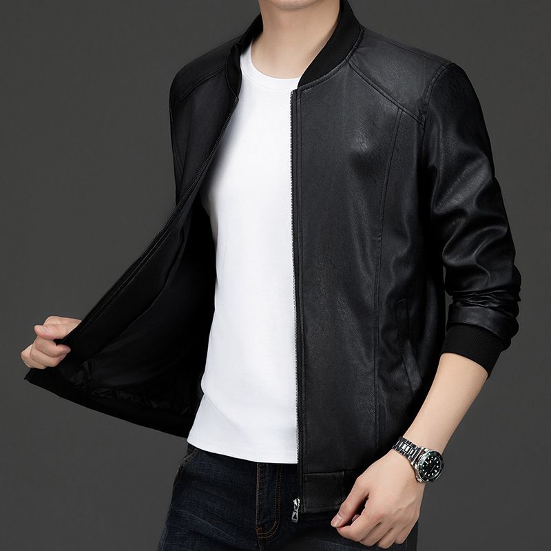 Factory Price Outdoor Streetwear Winter Fashion Casual Black Mens Motorcycle Leather Jacket Coats