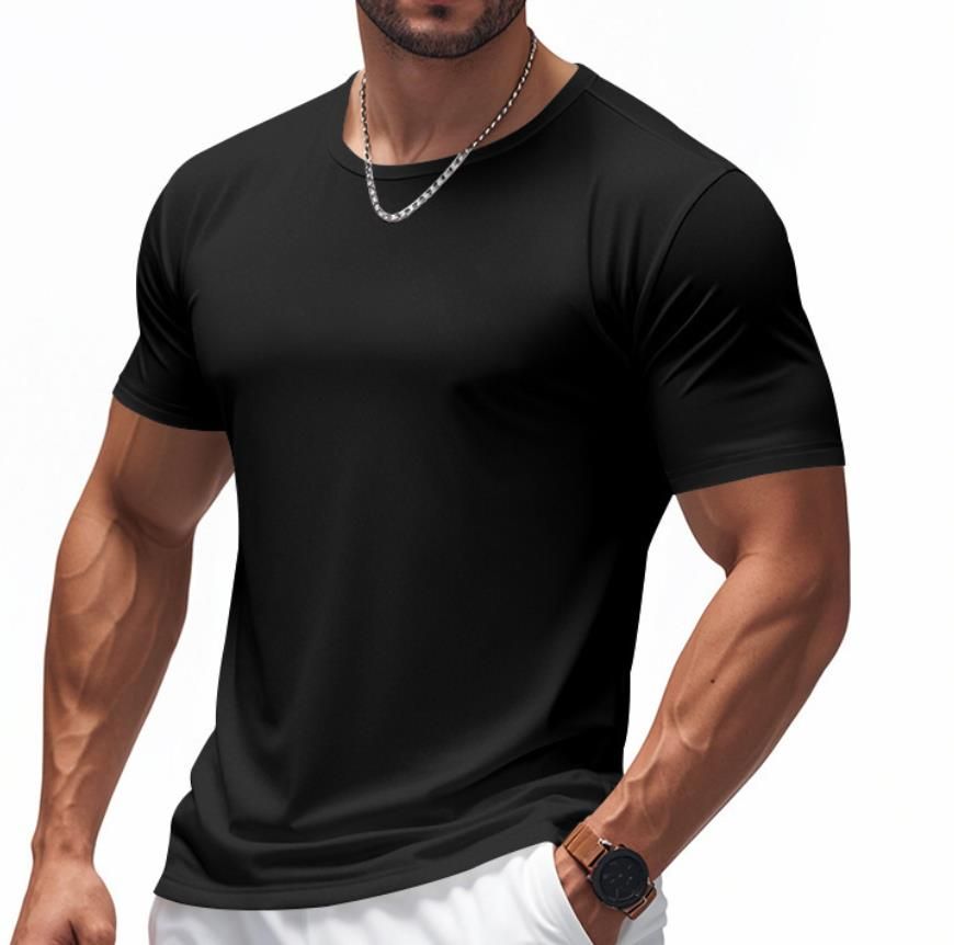 Men Athleisure Lifestyle Fitness T Shirt Mens Sport Clothing Workouts Round Bottom T Shirt