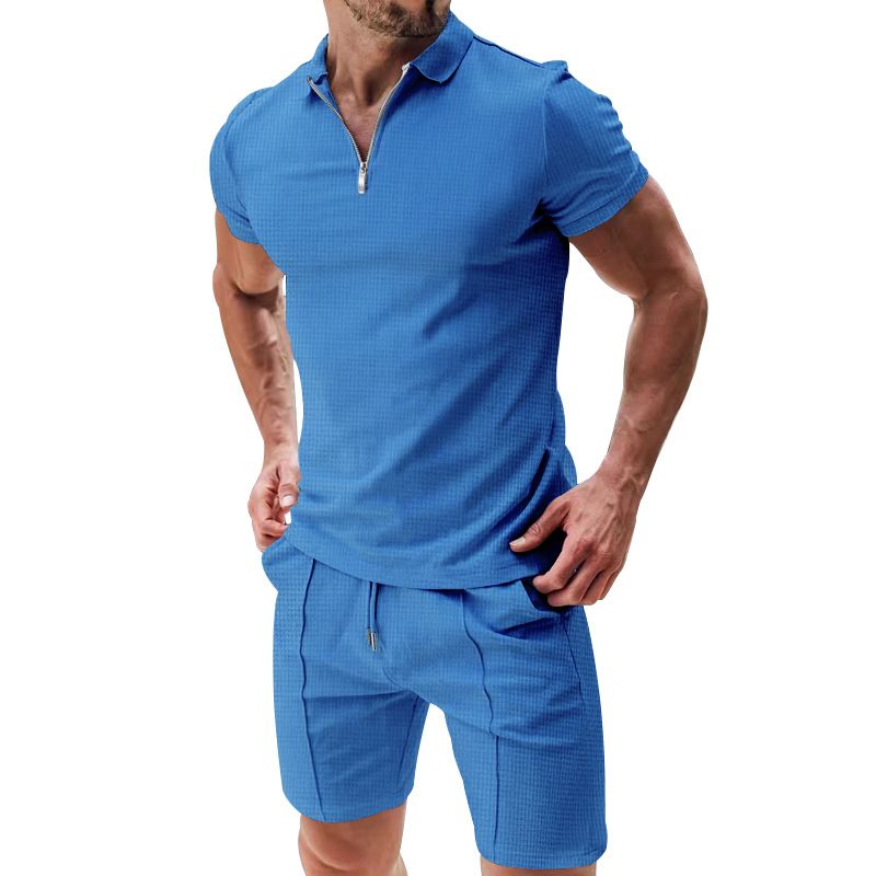 Summer 2 Piece Short Sets Men Casual Set Fashion Ribbed Shorts and T Shirt Custom Logo Loungewear Men Tracksuit Set for Men  Two-Piece Outfits