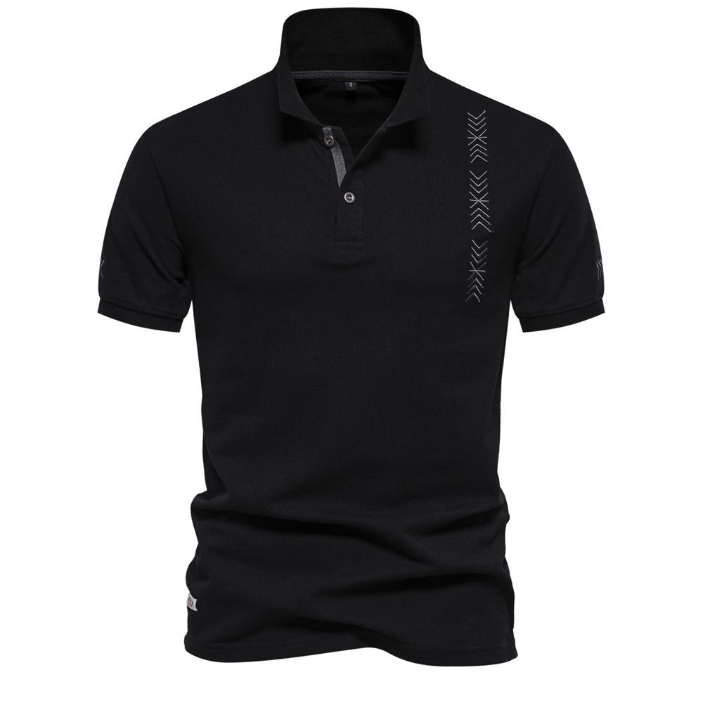 Summer New Men's Cotton Polo Top Embroidered Solid Color Short Sleeve Men's Polo Men's Clothing Tops  T-Shirts