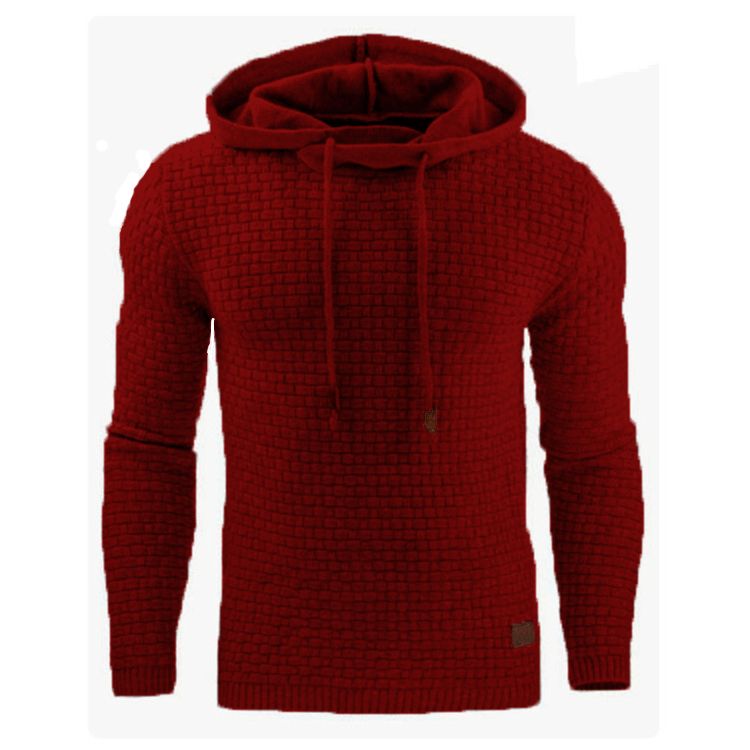 Autumn and Winter New Men's Jacquard Sweater Long Sleeve Hoodie Warm Color Hooded Sweatshirt Coat