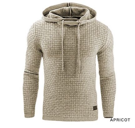 Autumn and Winter New Men's Jacquard Sweater Long Sleeve Hoodie Warm Color Hooded Sweatshirt Coat