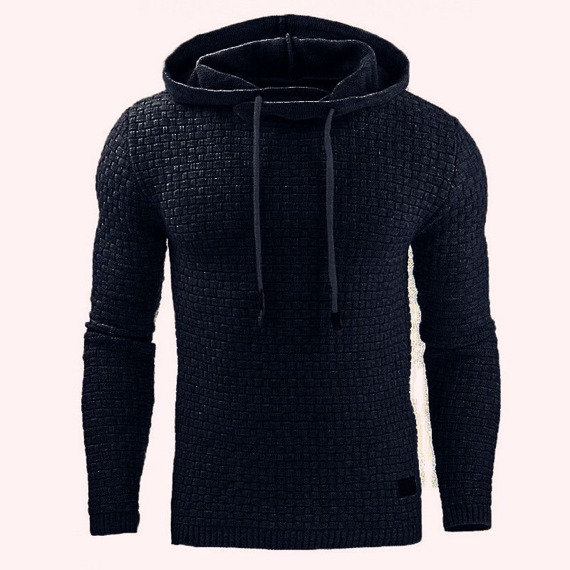 Autumn and Winter New Men's Jacquard Sweater Long Sleeve Hoodie Warm Color Hooded Sweatshirt Coat